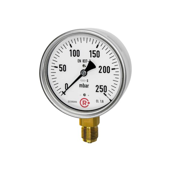 Kapselfedermanometer, G 1/2 radial unten, 0 - 25 mbar, Ø 100